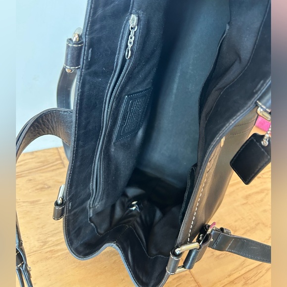 Coach Leather Carry All Satchel Shoulder Bag Black F12602 - Picture 7 of 10